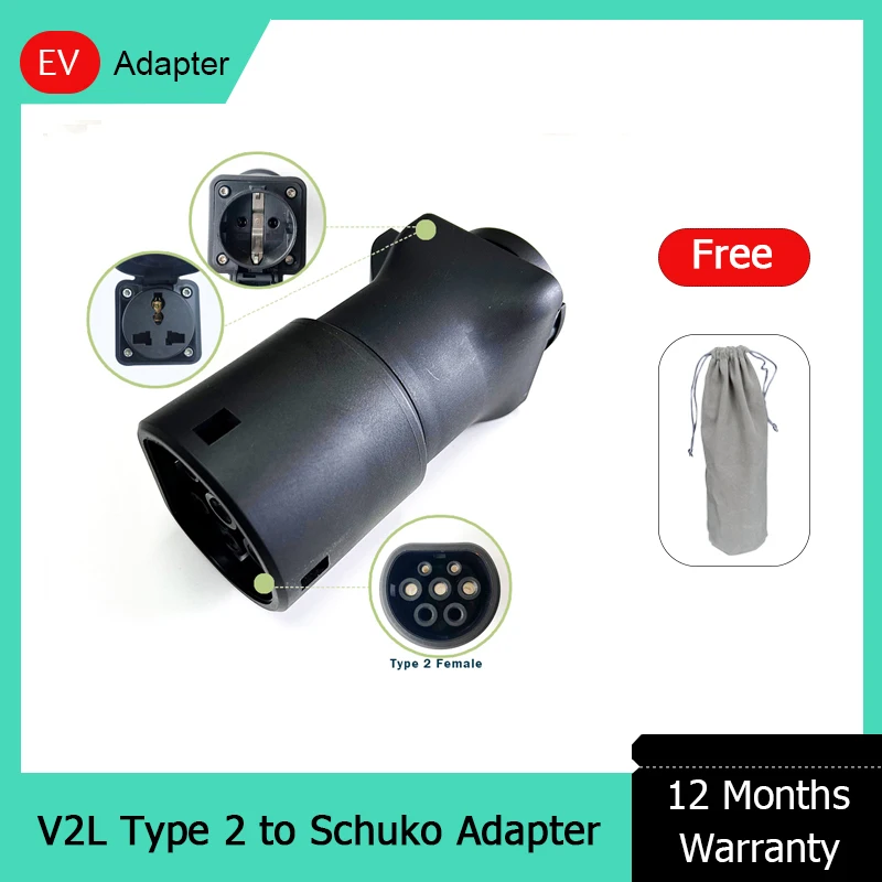 V2L EV Vehicle To Load Discharge Cable Type 2 Female to Schuko EU Plug For MG Mobile Generation