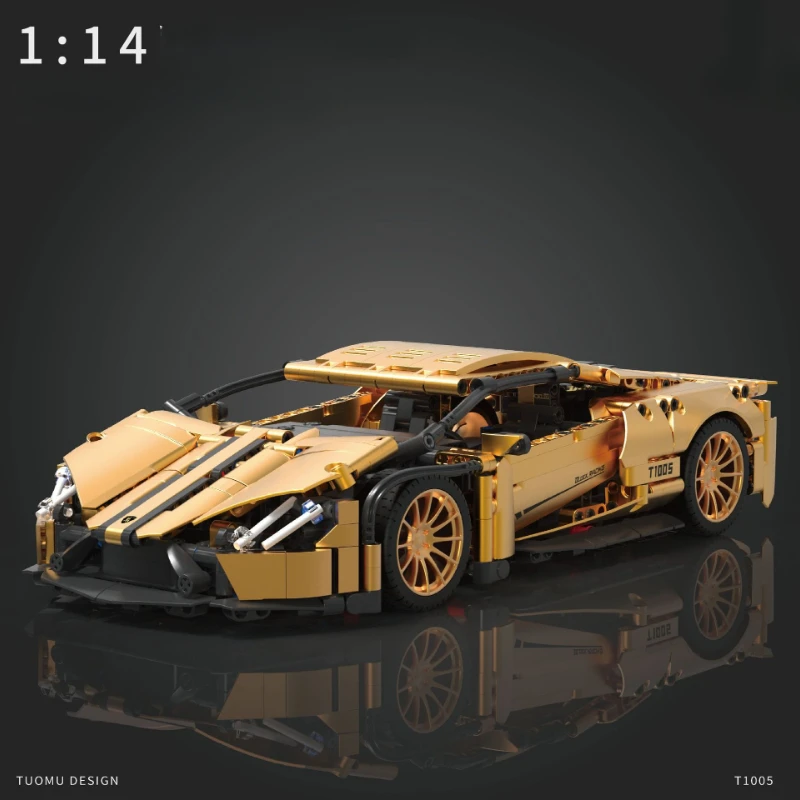 New  Treasure 1: 14 Lambosy Creative Golden Racing Model Building Blocks Moc Expert Sports Car Adult Birthday Gift Assembly Toys