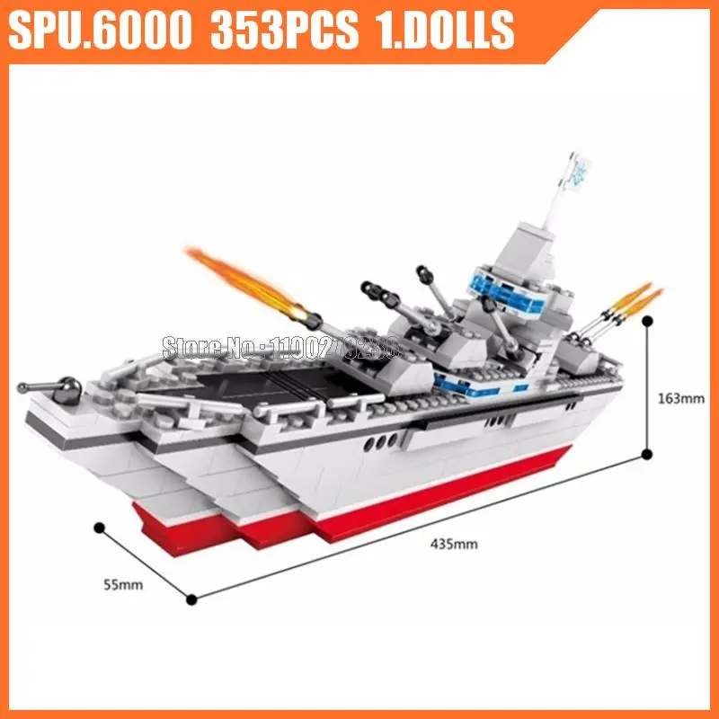 6445 353pcs Military Navy Maritime Warship Battleship Frigate Army Weapon Boy Building Blocks Toy Kids