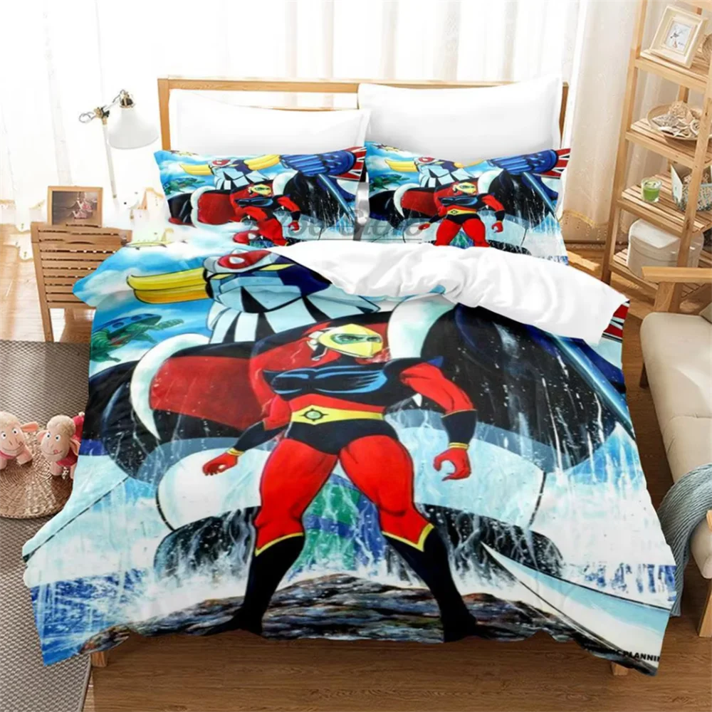 3D Printed Grendizer Goldorak Bedding Set Duvet Cover 3Pcs Double Twin Full Queen King Adult Kids Bedclothes Quilt Cover Set