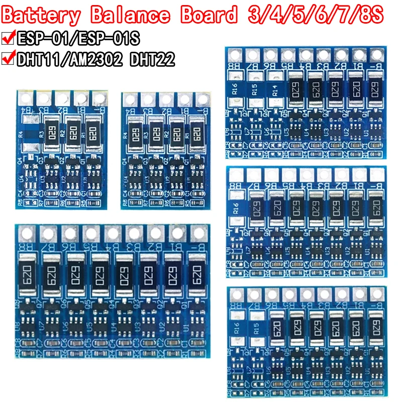 % 3S 4S5S6S7S8S bms 4.2V Placa de proteção de função de equilíbrio 68mA 5S Li-ion Lipo Bateria Lítio 18650 Baterias balanceadas 5S 21V
