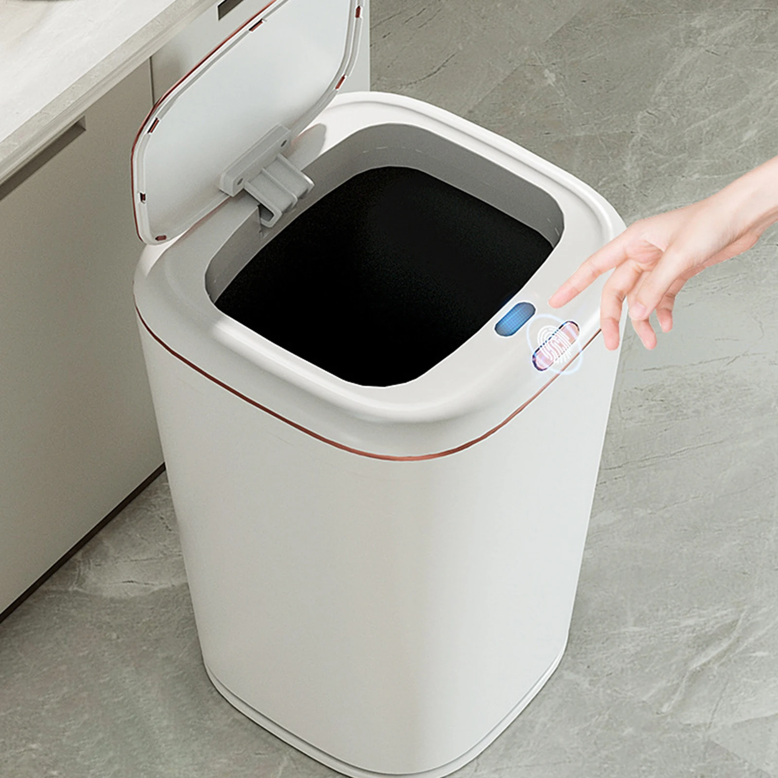 Smart Trash Can Touchless Motion Sensor Trash Can with Automatic Lid Kitchen Garbage Bin Waterproof for Office Bathroom Bedroom