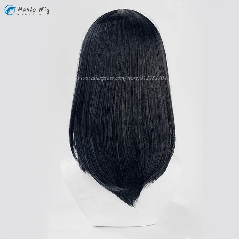 Anime Cos!!! Shimizu-Kiyoko Peruca Cosplay, Preto e Azul, Cabelo Sintético, Resistente ao Calor, Adereços, Encenação, Boné, 45cm