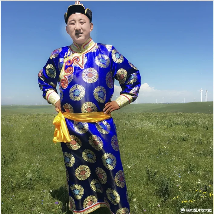 

Adult Stage Performance Men's Long Mongolian Robe Performance Clothing