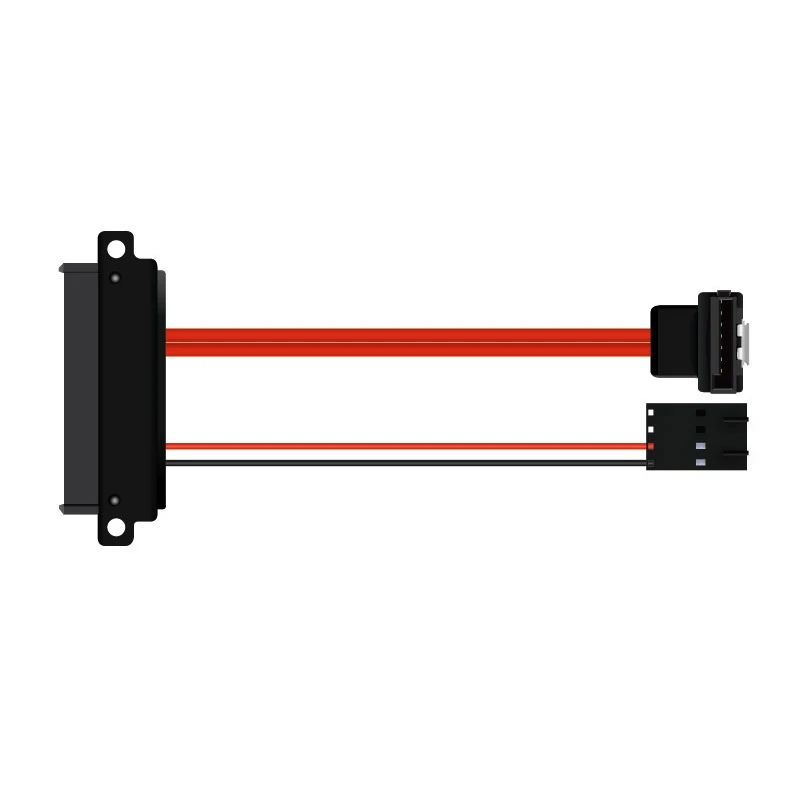 Cable de alimentación de datos SAS de 29 pines a SATA de 7 pines con hebilla Cable de codo con orificios para tornillos de 4 pines para conexión de dispositivos de almacenamiento