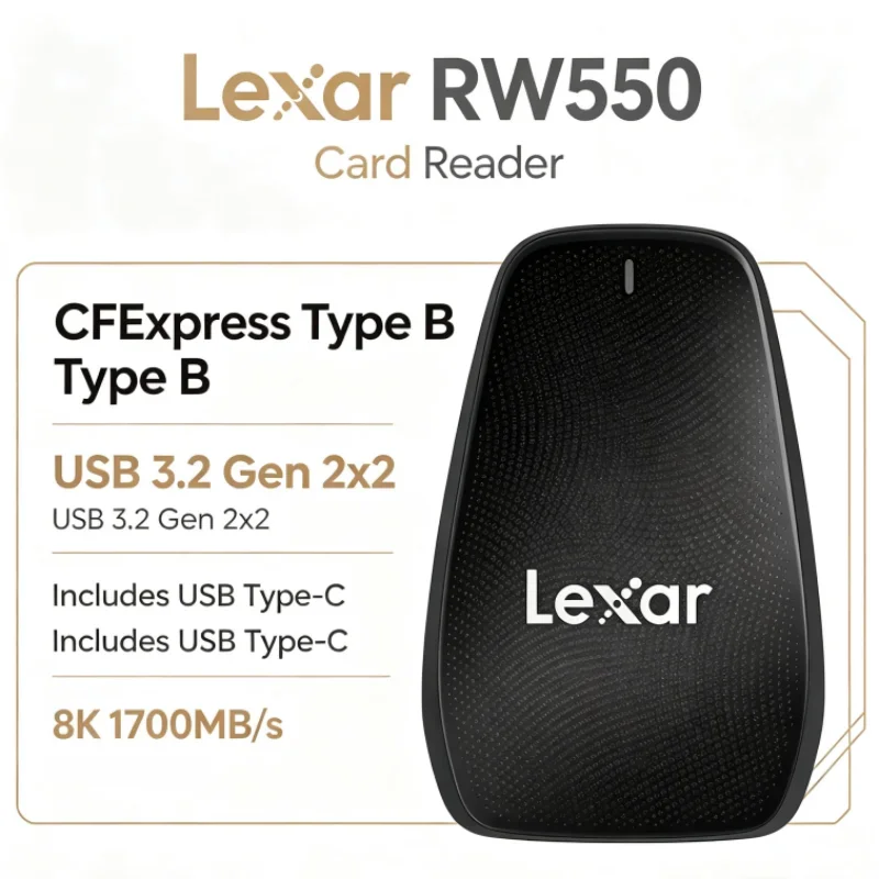 Lexar RW550 USB 3.2 Gen 2x2 8K 20Gbps CFexpress Type B Reader USB Type-C CFexpress Card Reader for Video Transfer