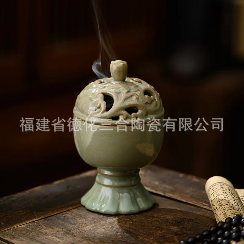 Zen Boshan antique furnace household indoor incense ceramic ornaments agarwood sandalwood pan smoke