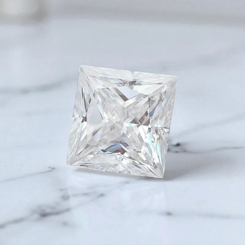 Superweißer Moissanit-Stein in D-Farbe, höchste Qualität VVS1, Prinzessinnenschliff, hochwertige Materialien für die Schmuckherstellung mit Zertifikat – Detail 3