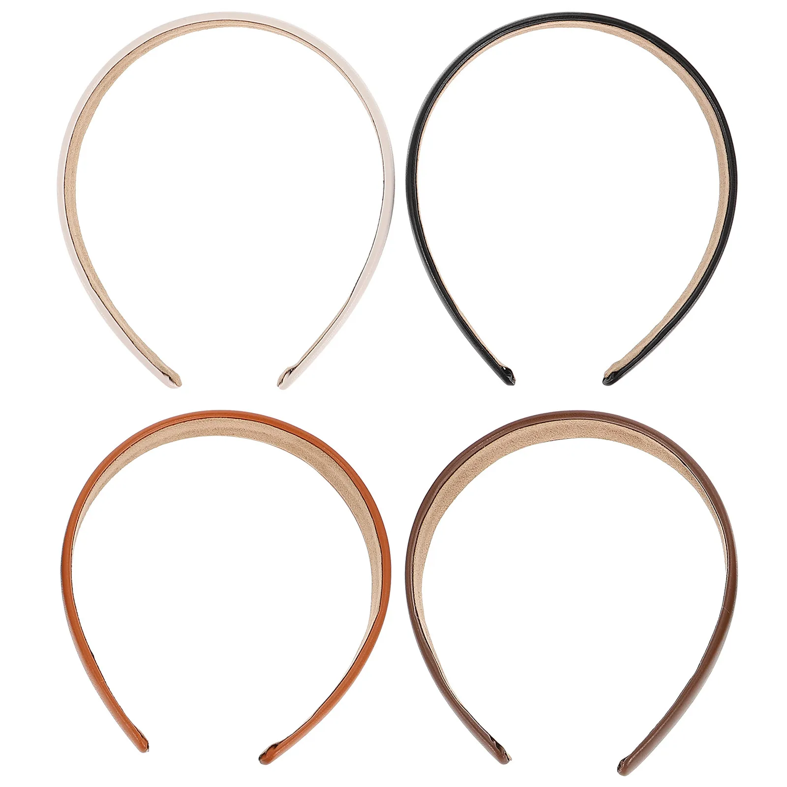 

4Pcs Vintage PU Headbands Women Simple Wide Hairbands Non-Slip Grip for Wet Or Dry Hair Fashion Hair Wear Accessories