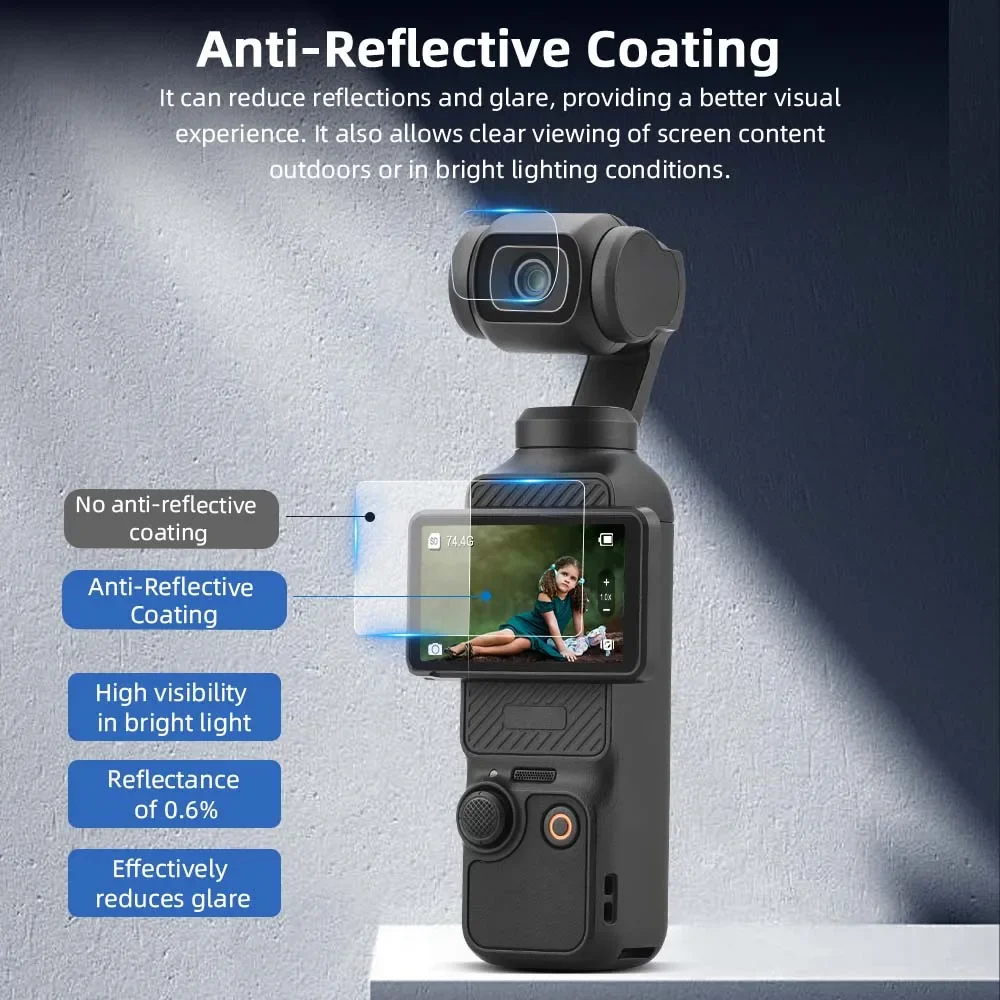 BRDRC Anti-glare Film for DJI Pocket 3 HD Lens Protector Anti-Scratch Water-resistant Coated Design Slim Film Accessories
