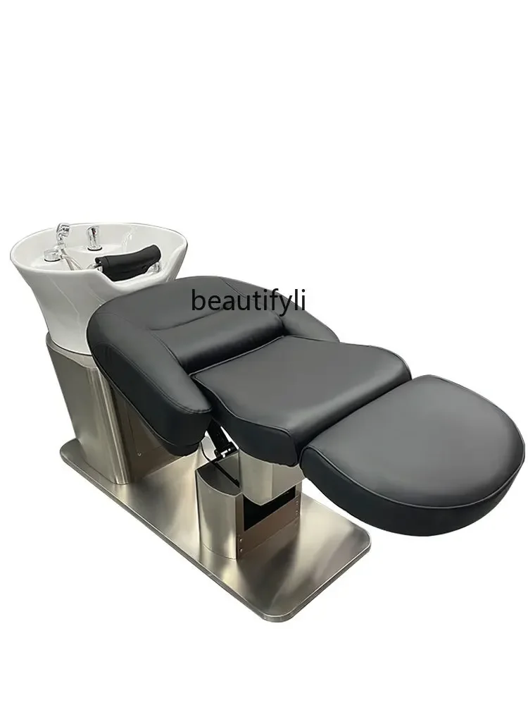 

New High-End Electric Adjustable Half Lying Salon Bed Ceramic Basin Hair Salon Flushing Bed