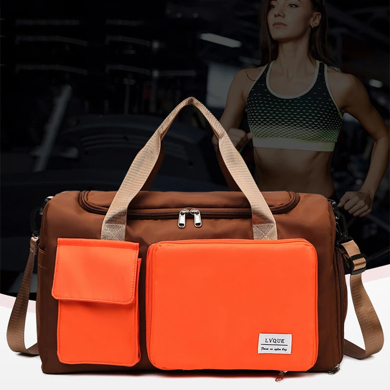 Farbkontrast Reisetasche Freizeit Sport Fitness Tasche kurze Business-Tasche faltbare Umhängetasche separates Schuh fach