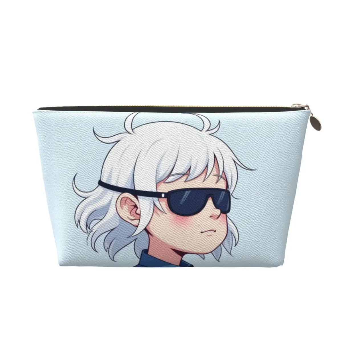 Bolsa de maquiagem japonesa fofa, bolsa com design de anime satoru, organizador de cosméticos para produtos de higiene pessoal, bolsa de lavagem para viagens, uso diário