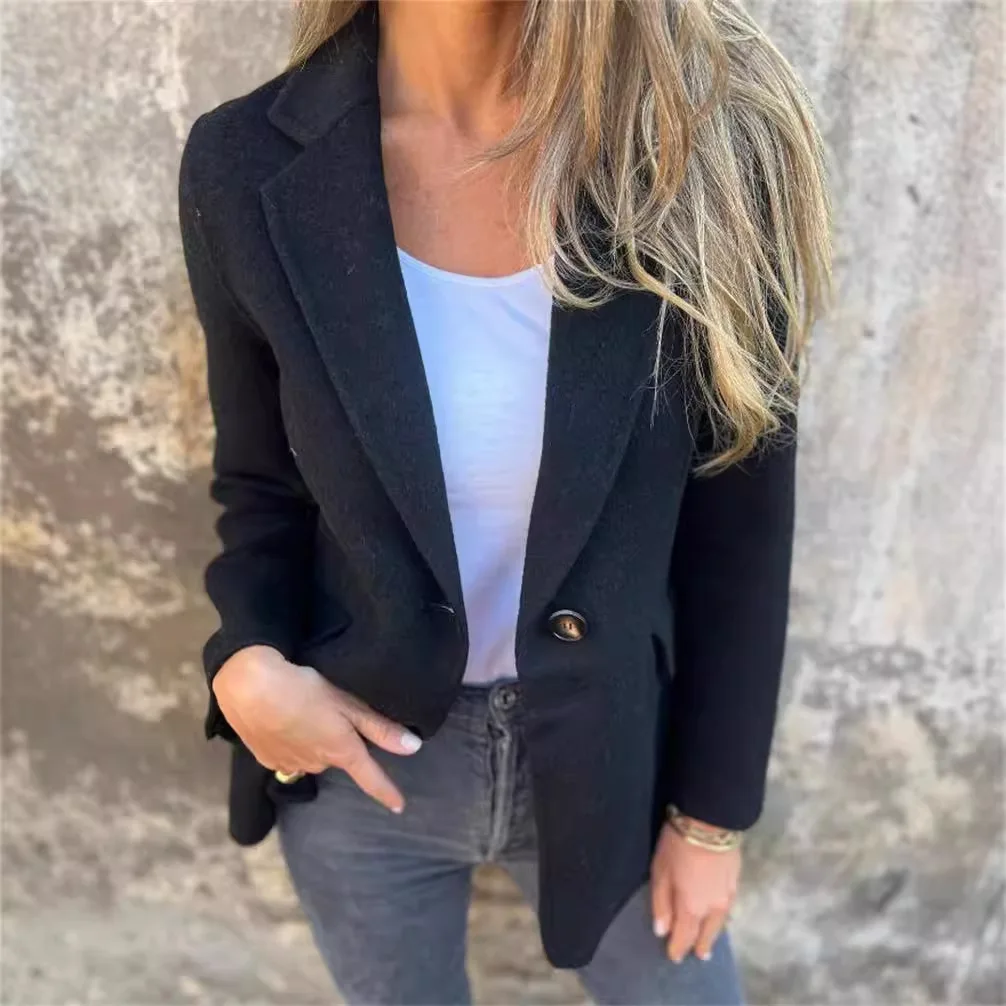 Suit Jacket Women's Clothing Streetwear New 2024 Autumn and Winter Elegant Casual Solid Color Long Sleeves Blazer Female Y2k