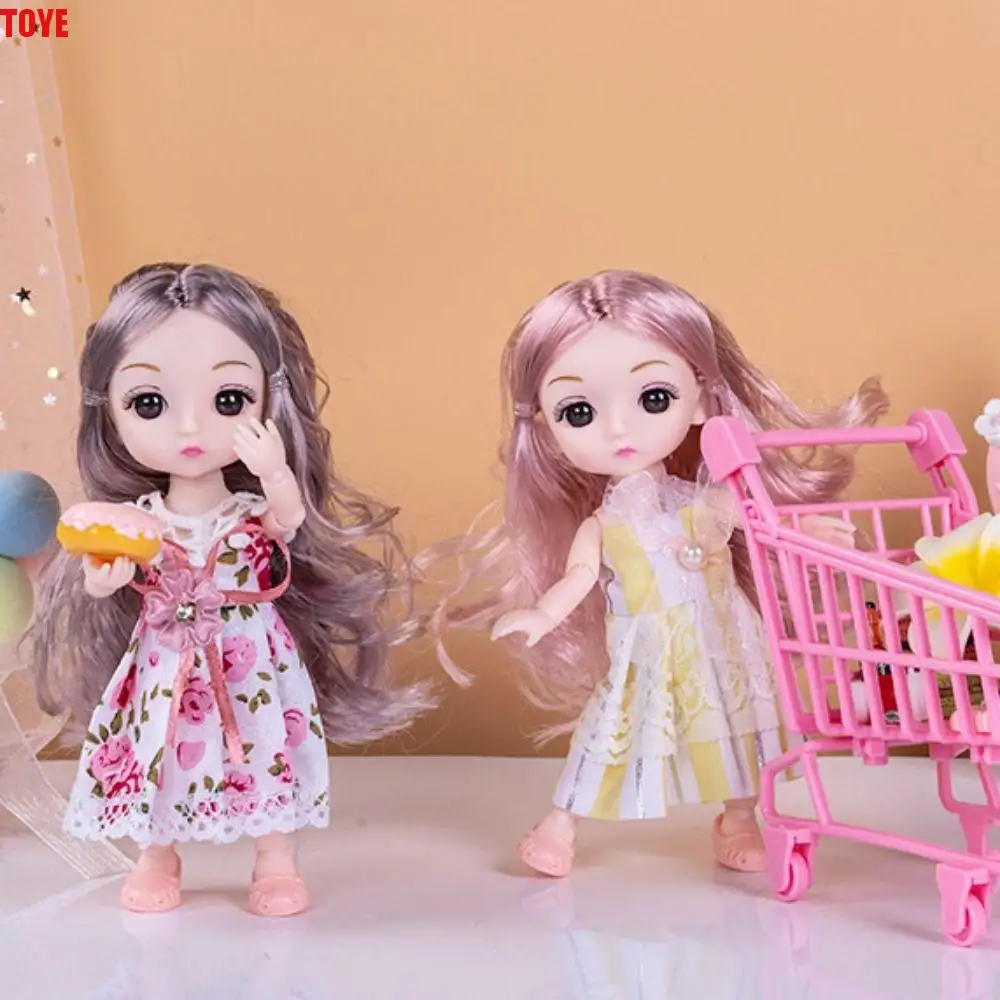 

13 суставов, большие глаза, кукла принцессы BJD, подвижная корейская кукла для макияжа, 17 см, Bjd, безопасные пластиковые густые волосы