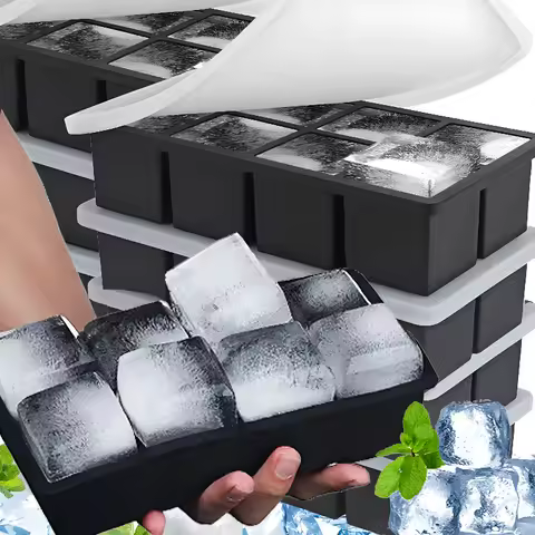 4/6/8/24Grid Big Ice Cube Mold Reusable Square Shape Ice Cubes Molds Bar Ice Block Mould Maker DIY Cocktail Cold Drink Mold Tool