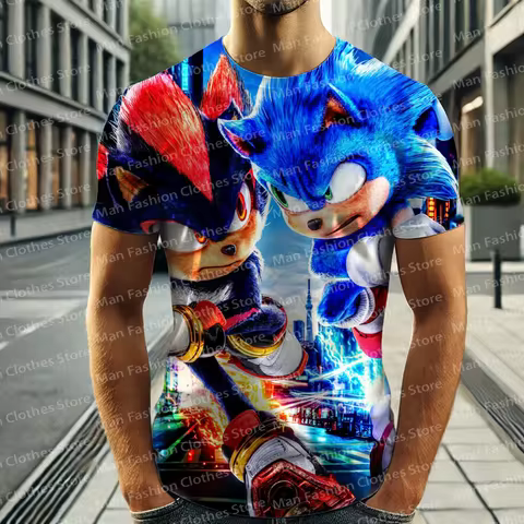 Summer Sonic Children Cartoon Print T-shirt 3D Print Short Sleeve Men Women T-shirt Clothing Fashion Boys Short Sleeve T-shirts