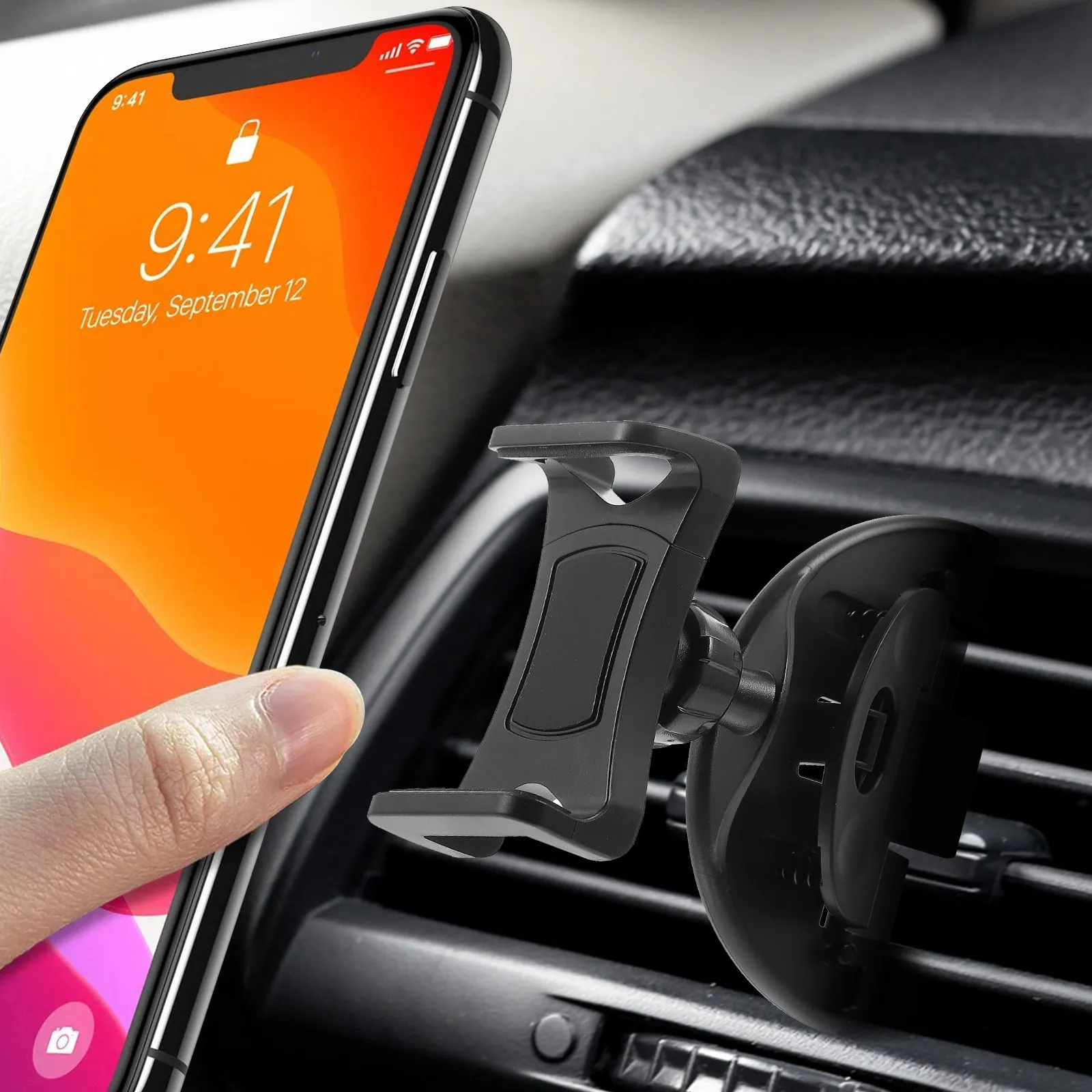 1Pcs Premium Car Phone Mount Cd Port Bracket Compatible with All Smartphones One-Hand Install Stable Driving View Holder Black