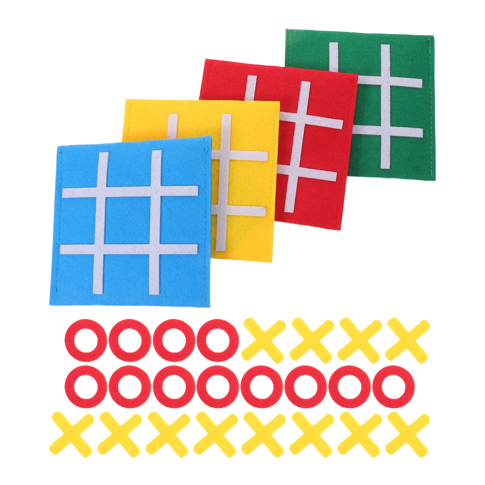

4Sets Mini 9 Grid Board Games Felt Design Red Yellow Blue Green Indoor Activity Kids Party Favors Birthday Goodie Bags