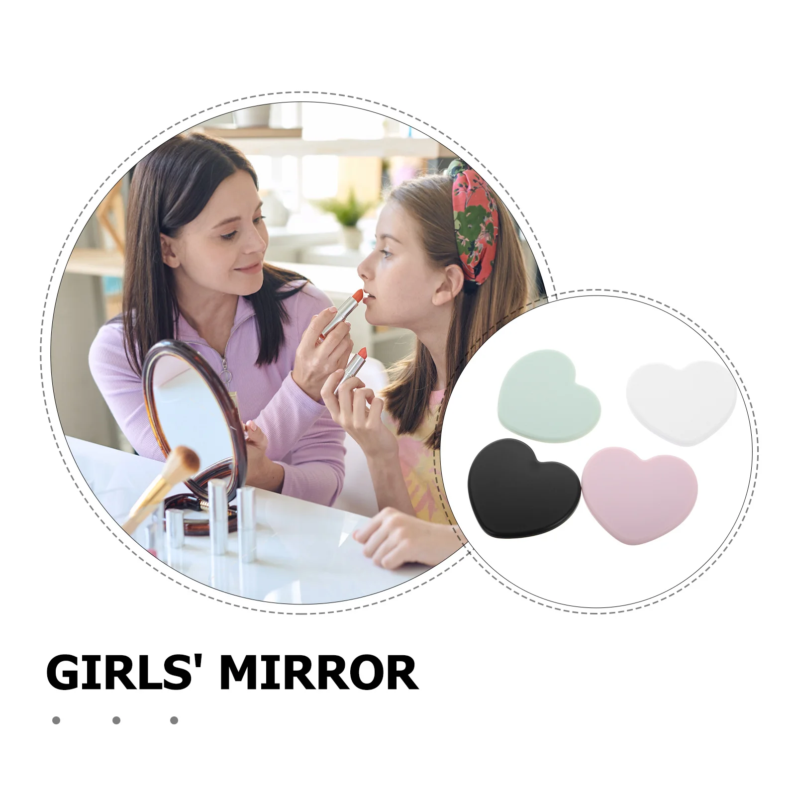 4 قطع مرايا مدمجة على شكل قلب، مرآة مكياج صغيرة محمولة للسفر، مرآة محفظة صغيرة لطيفة