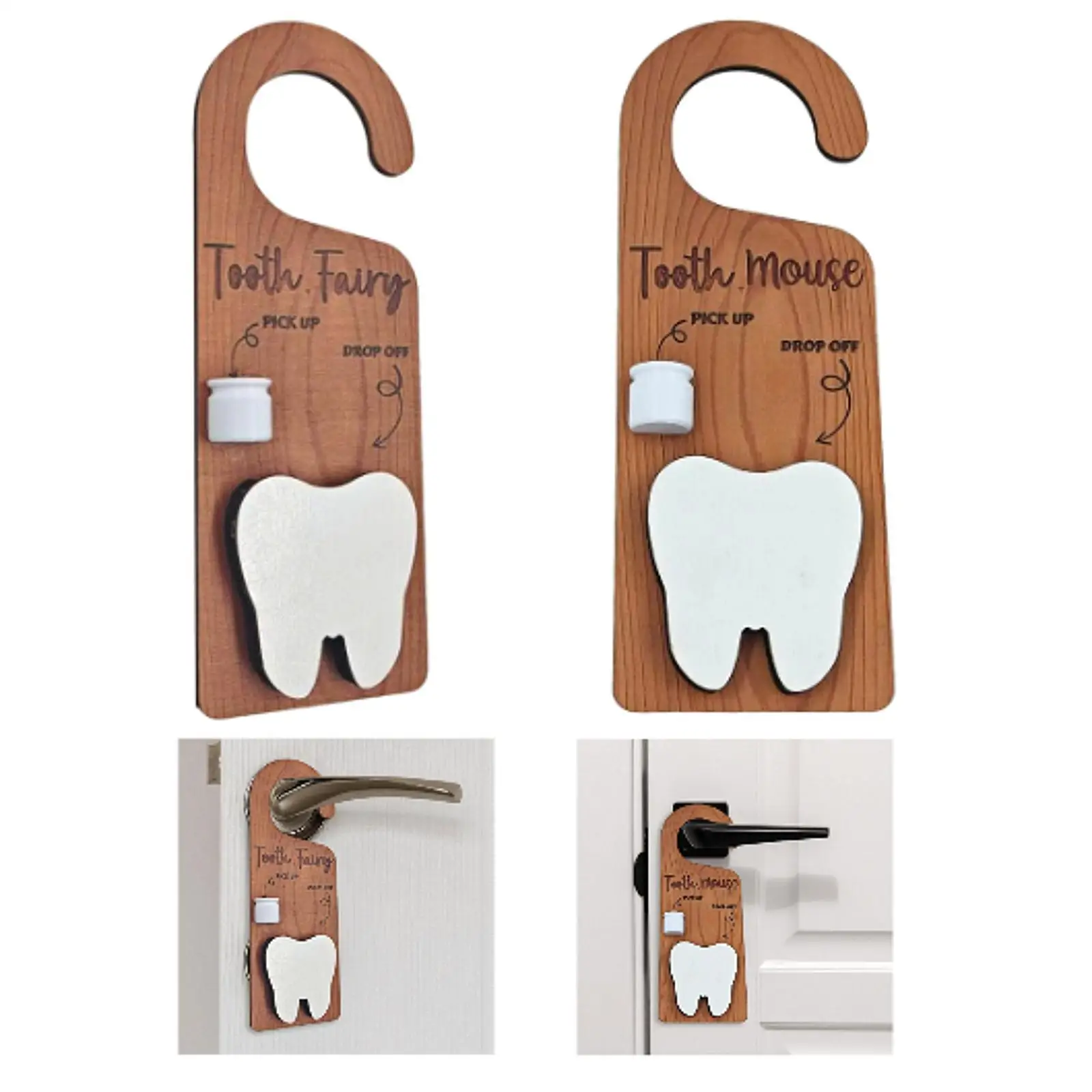 Wooden Tooth Door Hanger Tooth Pick up Box Wood Plaque Nursery Decorative Sign for Room Birthday Bedroom Children