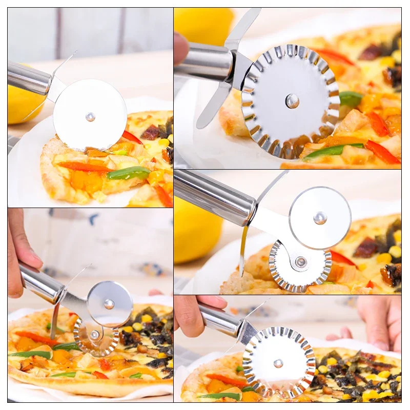 Creative Stainless Steel Pizza Wheel Rolling Dough Cutter Pasta Cookie Fondant Cutter Kitchen Baking Cooking Accessories