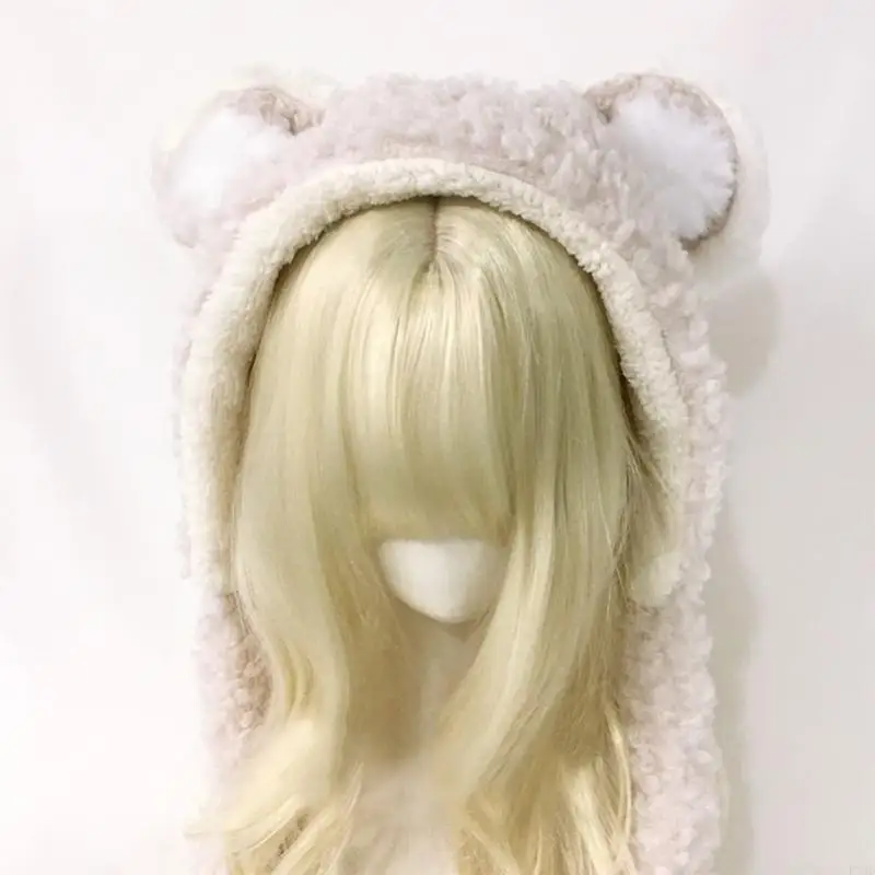 Vrouwen Winter Pluche Hoed met Leuke Cartoon Dierlijke Oren Warme Caps voor Meisjes Pompoms Decoraties Hoed voor Tieners F3MD