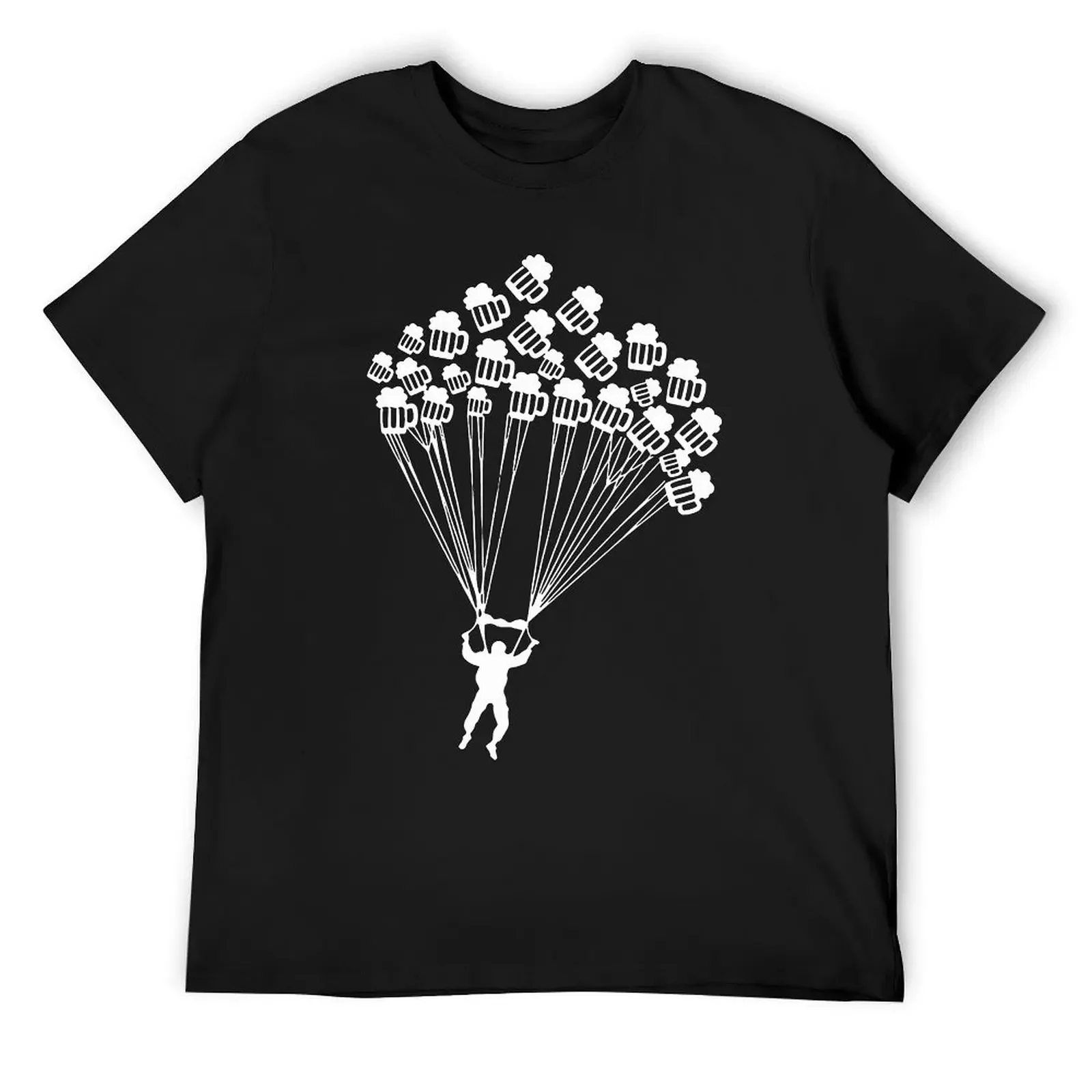 Funny Beer Lover Parachute Jumping Paragliding T Shirts Short Sleeve O-Neck Harajuku Education Skydiving Importanter T-shirt