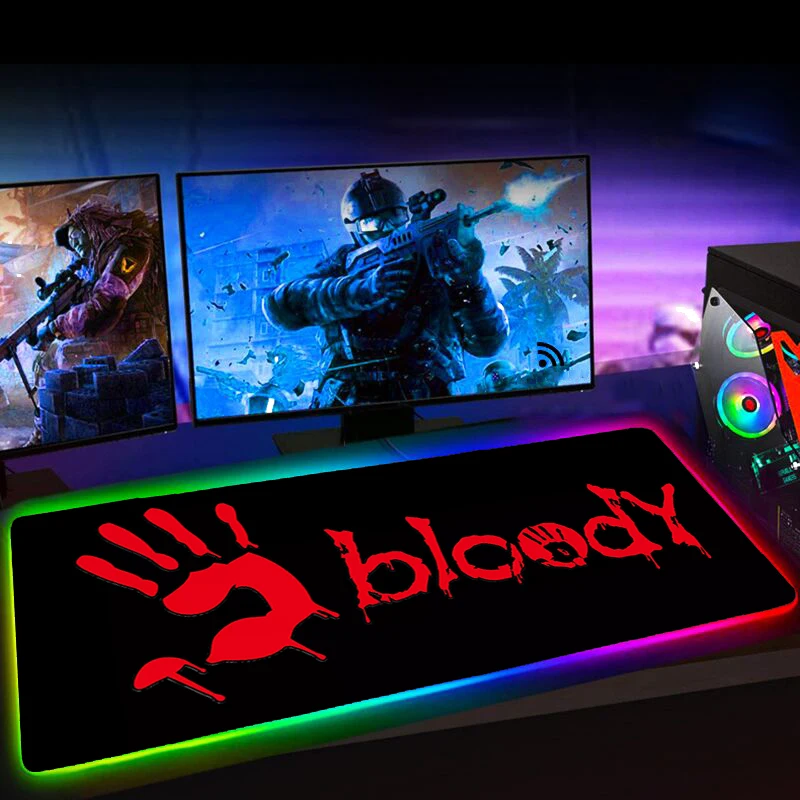 Alfombrilla de ratón Rgb Bloody 60X30, accesorios para juegos de ordenador, alfombrilla de ratón Anime XXL 40X90, alfombrilla LED retroiluminada para teclado