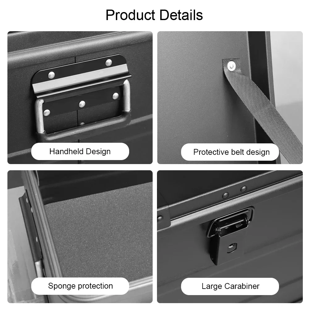 30L 50L 80L سبائك الألومنيوم صندوق تخزين السفر صندوق تخزين أسود للتخييم المنزلية سيارة نزهة السفر التخييم التخزين في الهواء الطلق