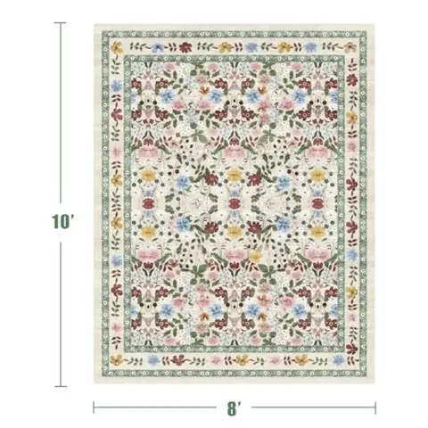 Tvättbara blommiga mattor 8x10 stor vintage vardagsrumsmatta boho halkfri mjuk låg lugg tunn sovrumsgolvmatta inomhus för matsal 12 best sales boho matta - №12