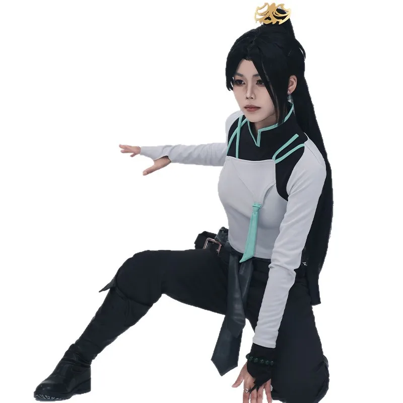 Game Valorant Sage Cosplay Costume Complete Top Pants Belt Accessories Set Game Character Outfit Women Halloween Role‑Play Suit