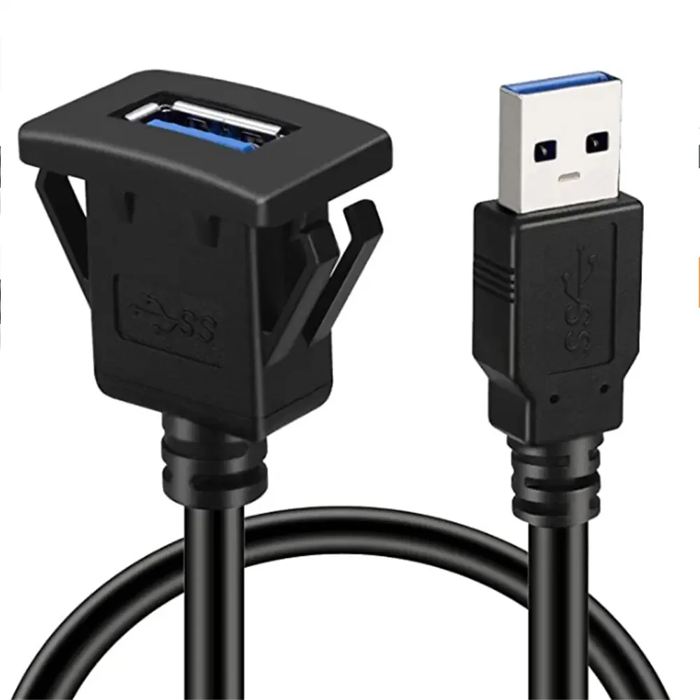 

USB 3.0 между мужчинами и женщинами AUX удлинительный кабель для крепления на панели заподлицо для автомобиля, грузовика, 2026 приборная панель мотоцикла, водонепроницаемый провод 1 м