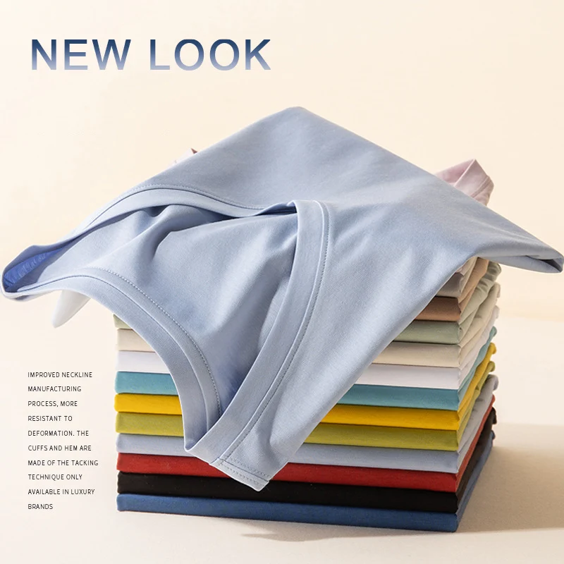 

Heavy New Upgrade 6% Natural Mulberry Silk Cool No Ironing Loose Silk Cotton Versatile Women's Round Neck V-neck Solid T-shirt