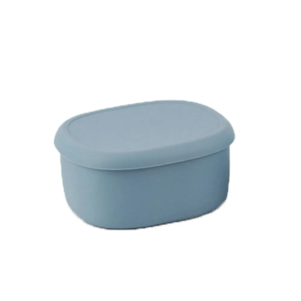 

Easy To Clean With Lid Silicone Lunch Box Oval Heat Resistance Food Storage Box Leakproof Microwavable Fresh-keeping Box Travel