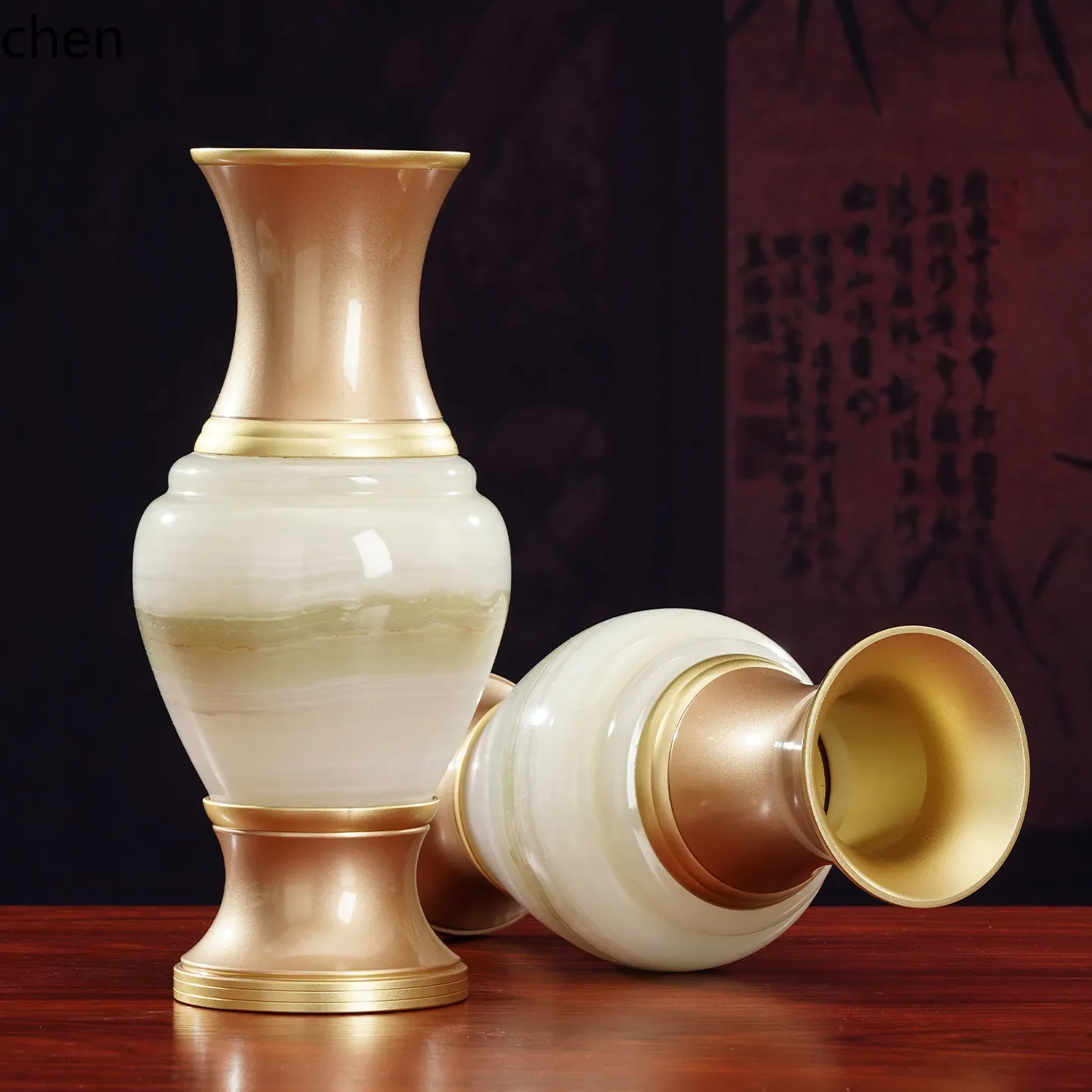 

1 collection of supplies: jade offering set including lotus lanterns, water offering cups, fruit platters, incense burners