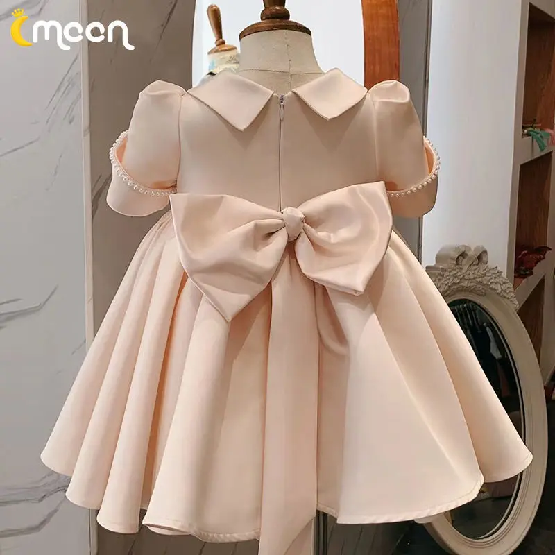 Eid Children First Birthday Party Dresses For Baby Girls Princess White Gown Infant Wedding Vestidos Kids Girl Ceremonial Dress