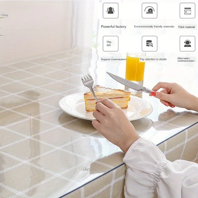 1pc Clear PVC Table Top Protector Rectangular Odorless Transparent Table Cloth Waterproof Oil-proof Tabletop Protection Desk Pad