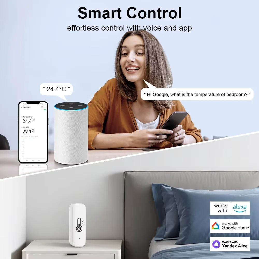 EWelink Zigbee3.0 Temperature Humidity Sensor Thermometer Hygrometer APP Remote For Alexa Google with Black or White
