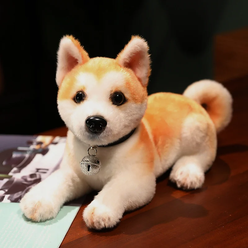 Lifelike Akita Dog Stuffed Animal Plush Toy Cute Simulation Puppy Shiba Inu Fluffy Appease Baby Doll Birthday Gifts For Children