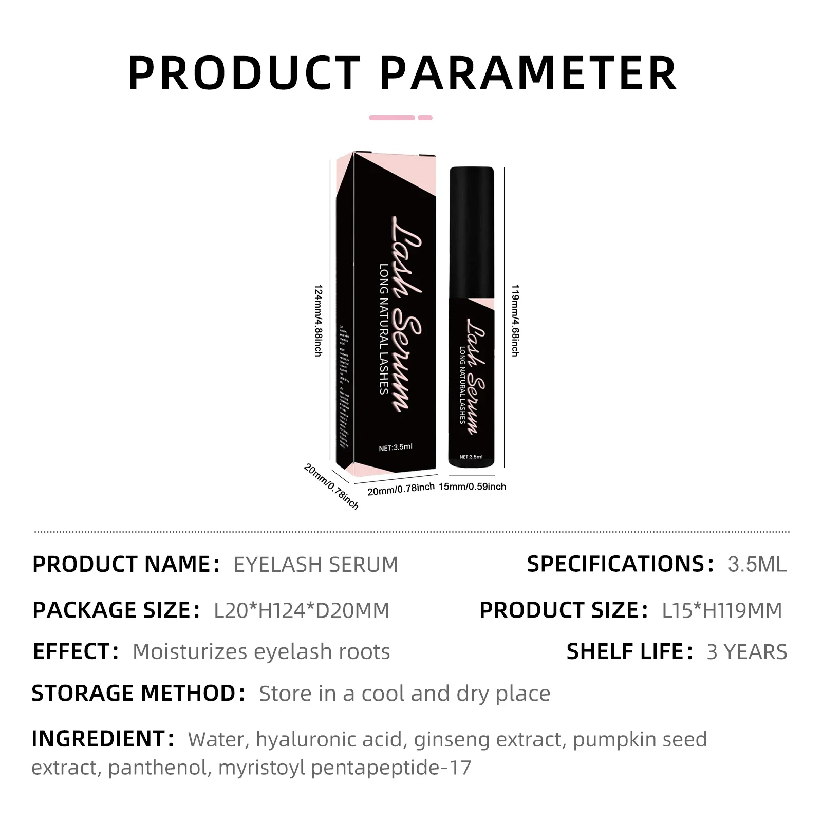 Wimpernserum hebt die Augenlider und verbessert das helle Augen-Make-up. Skulpt die Augen. Pflegende Wimpern. Reduziert Kräusigkeit