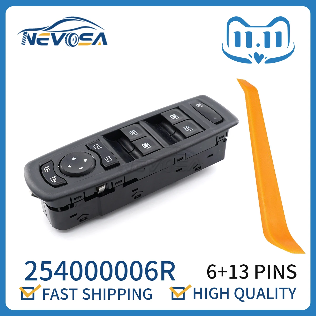 

Nevosa 254000006R Multi-Functional Power Window Switch For Renault Fluence LZ 1.5 DCI 2010 7700817337