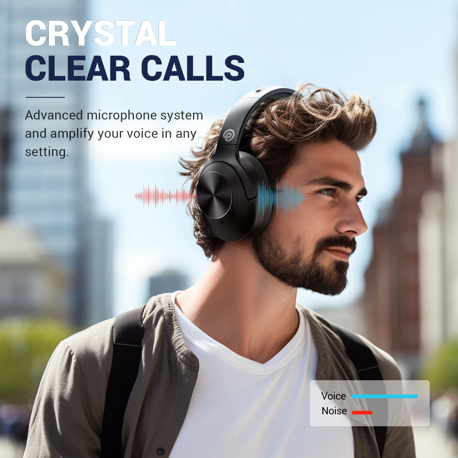 Auriculares inalámbricos con cancelación de ruido mixto de alta calidad, tiempo de reproducción 30H BT 5,2, auriculares con graves profundos