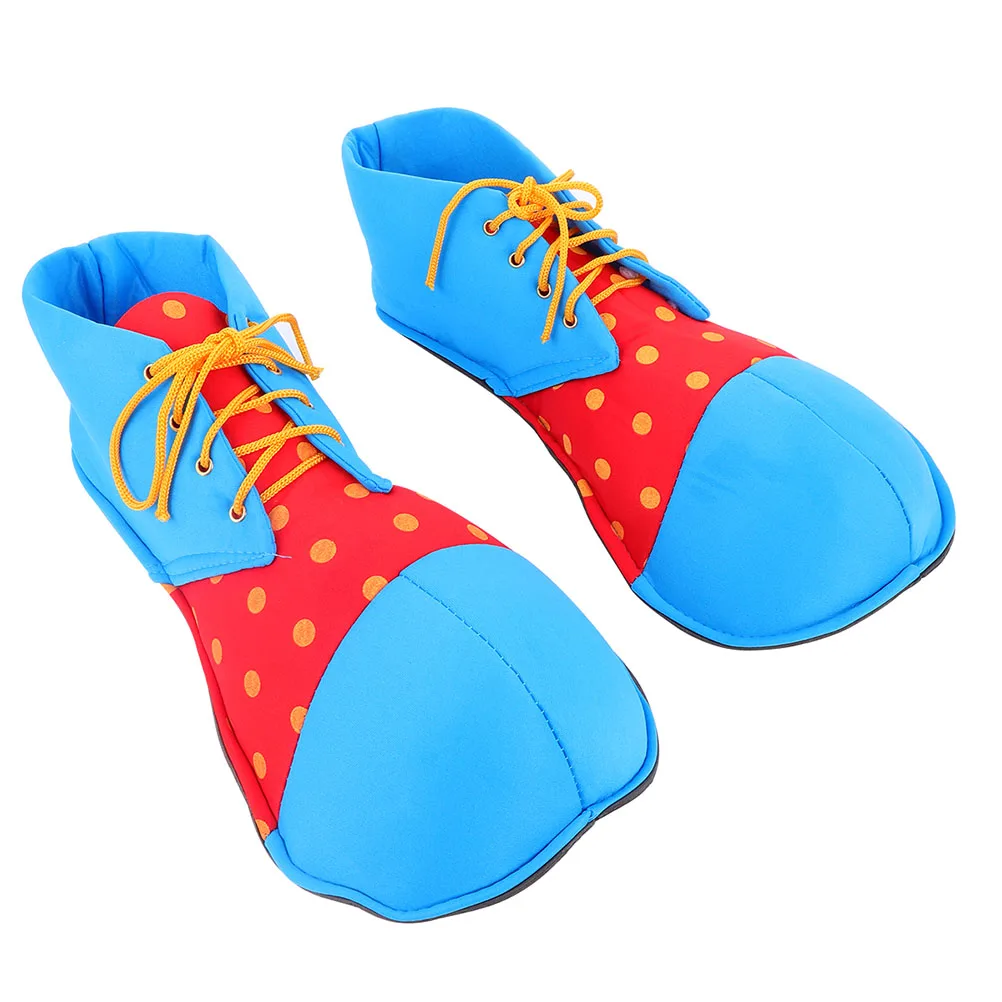 

Clown Shoes Adult Costume Halloween Cosplay Props Blue Red Fabric One Size Fits Most Party Circus Magician Performance Shoes