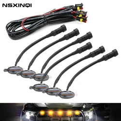 1set Led DRL Car Front Grille Lighting Universal Daytime Running Light For Pickup SUV Auto Central Grid Warning Light Yellow
