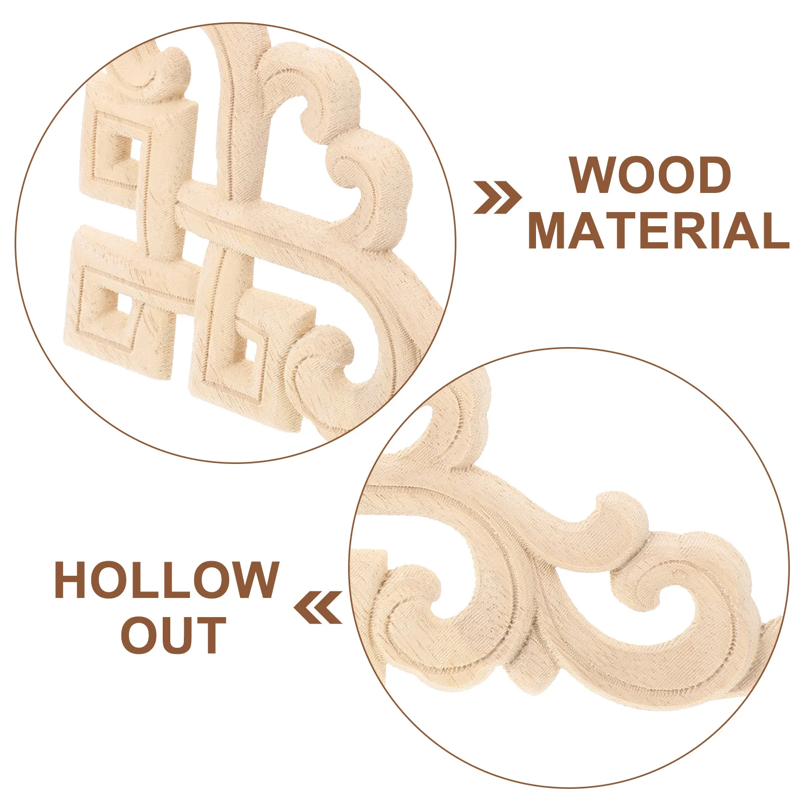 

2pcs Appliques For Furniture Unpainted Diy Carved Wood Corner Onlays Decorative Wood Trim Embellishments Crafting Tools