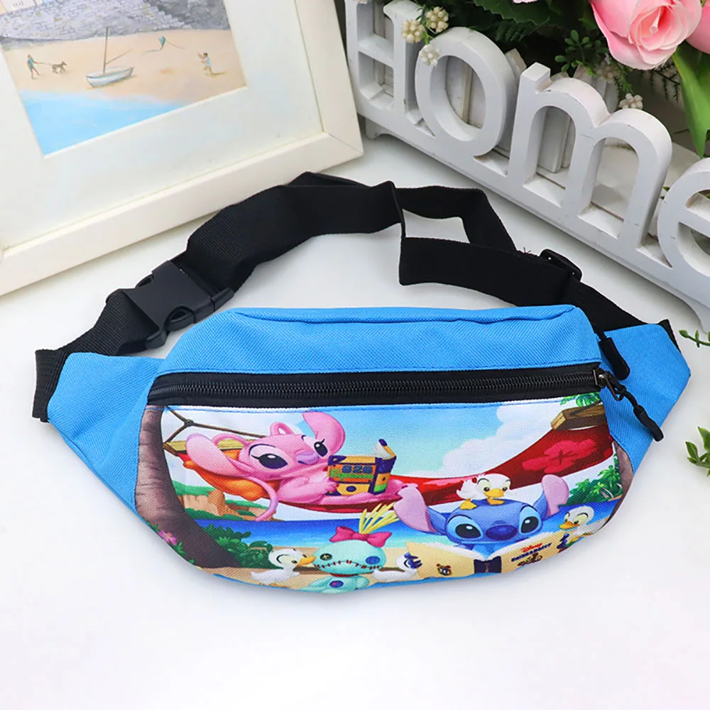 Disney Stitch Chrildren\'s Waist Bag Canvas Fanny Pack Boy Girl Cartoon Crossbody Chest Bag Fashion Travel Belt Bag kids gifts