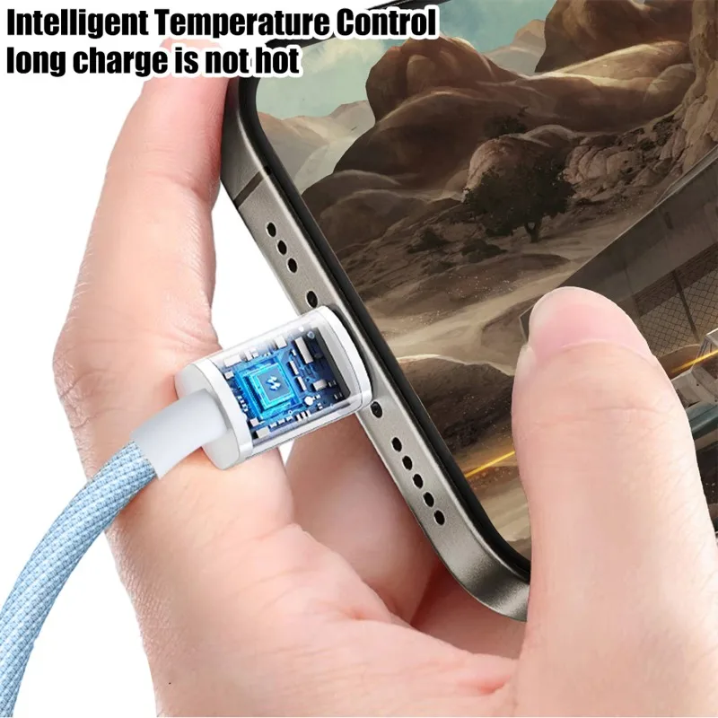 120w Fast Charging USB To TypeC Woven Data Cable Extra Long TypeC USB Fast Data Line 0.25-3M for IPhone Android Camera Universal