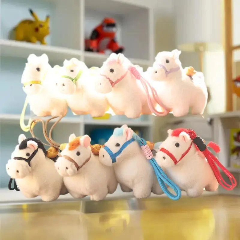 Süßer Plüsch-Pony-Maskottchen-Puppen-Schlüsselanhänger für das chinesische Pferdejahr; Ideales Anhänger-Lanyard für Tasche, Neujahrs-Souvenir-Geschenk