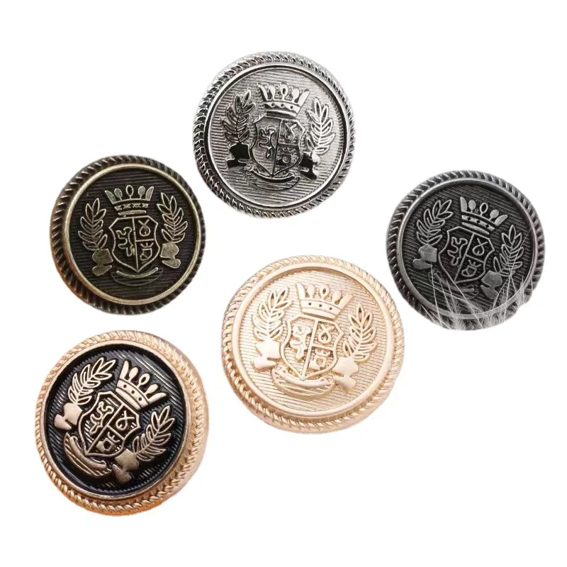 10PCS Vintage British Wheat Crown Uniform Metal Buttons For Clothing Simple Decorative Buttons